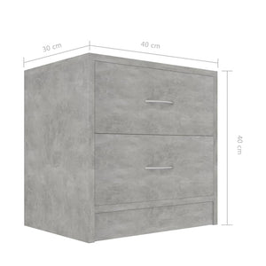 Κομοδίνα 2 τεμ. Γκρι Σκυροδέματος 40x30x40 εκ. από Επεξ. Ξύλο