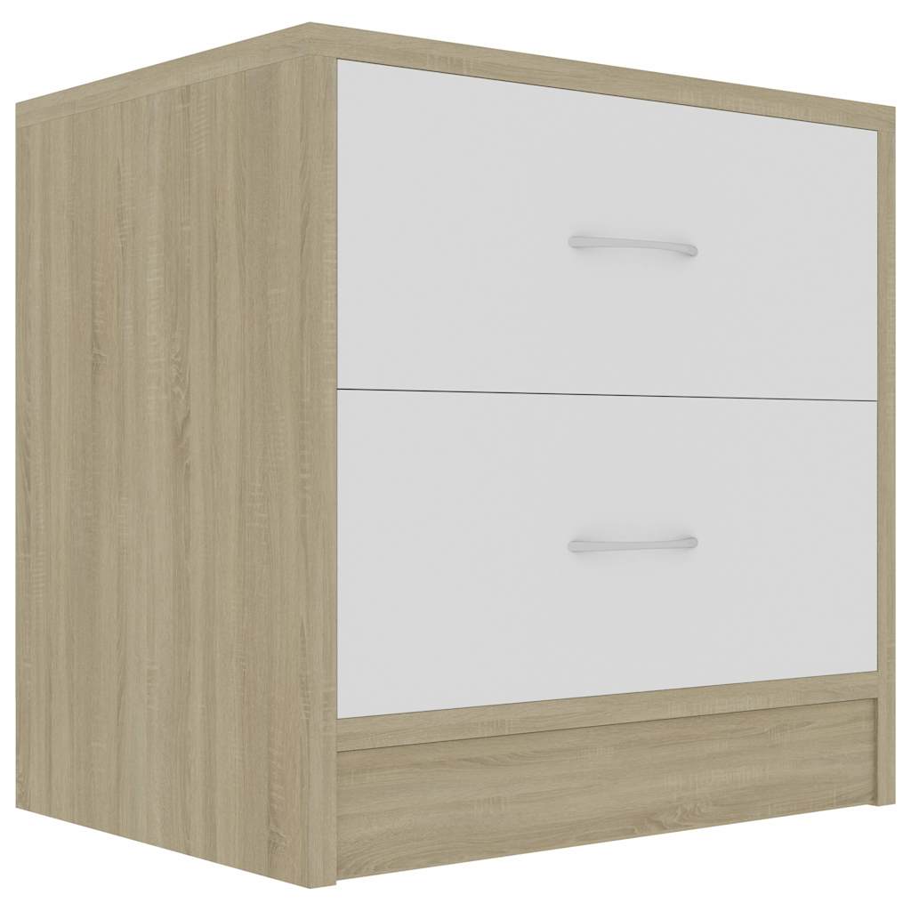 Κομοδίνο Λευκό / Sonoma Δρυς 40 x 30 x 40 εκ. από Μοριοσανίδα