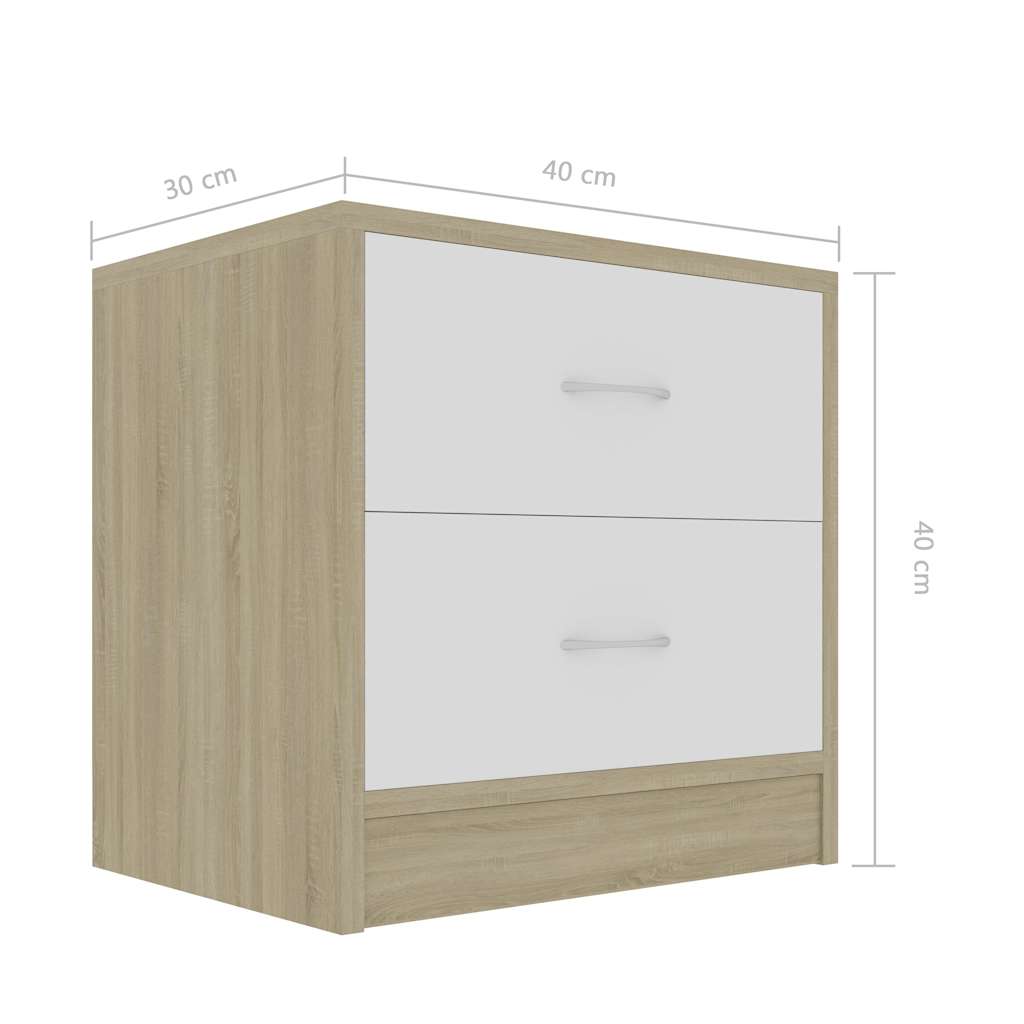 Κομοδίνο Λευκό / Sonoma Δρυς 40 x 30 x 40 εκ. από Μοριοσανίδα