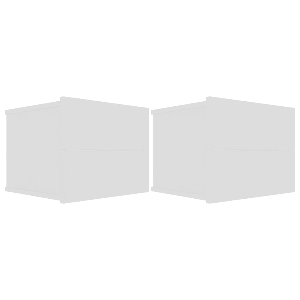 Κομοδίνα 2 τεμ. Λευκά 40 x 30 x 30 εκ. από Επεξ. Ξύλο - Pakobazaar