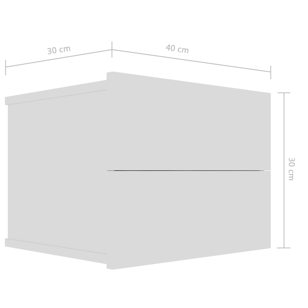 Κομοδίνα 2 τεμ. Λευκά 40 x 30 x 30 εκ. από Επεξ. Ξύλο - Pakobazaar