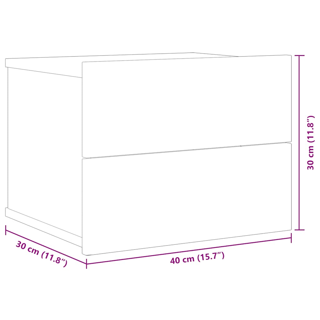 Κομοδίνο Μαύρο 40 x 30 x 30 εκ. από Επεξ. Ξύλο - Pakobazaar