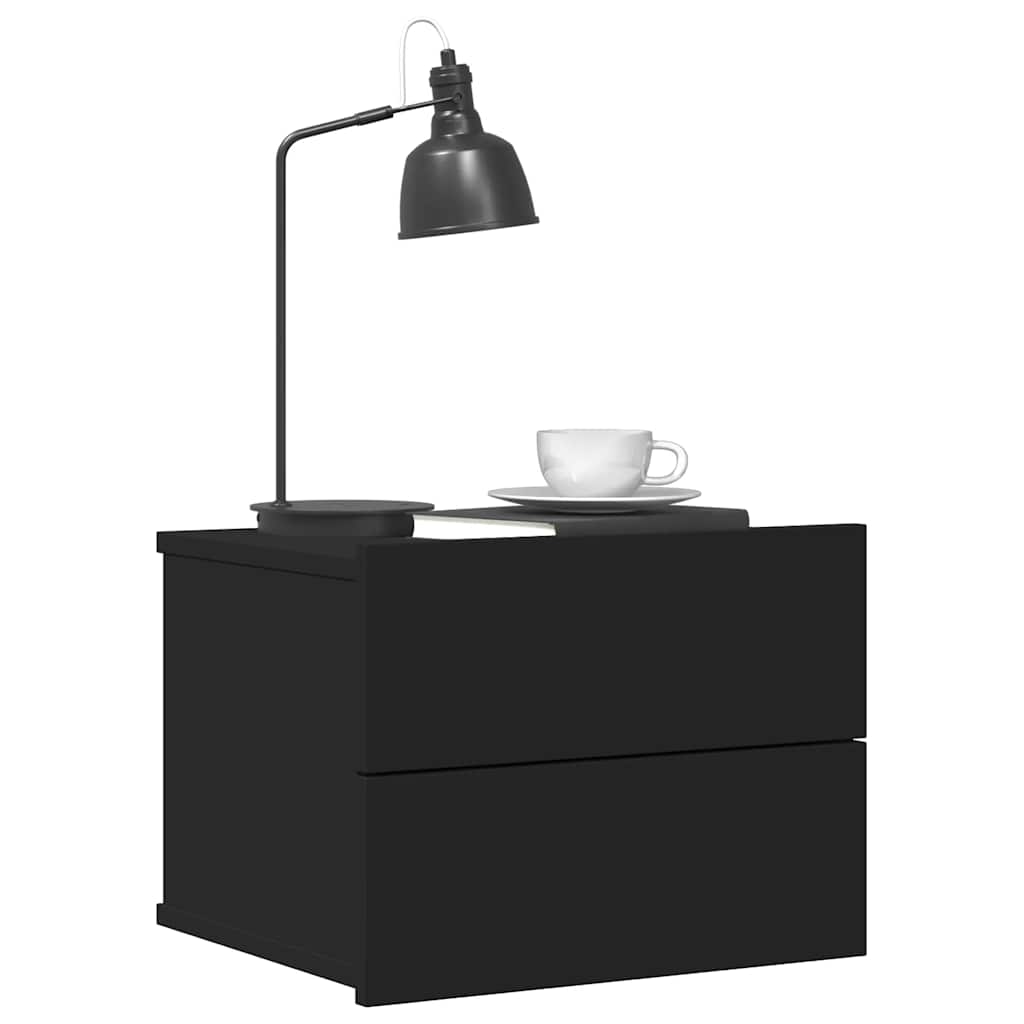 Κομοδίνα 2 τεμ. Μαύρα 40 x 30 x 30 εκ. από Επεξ. Ξύλο