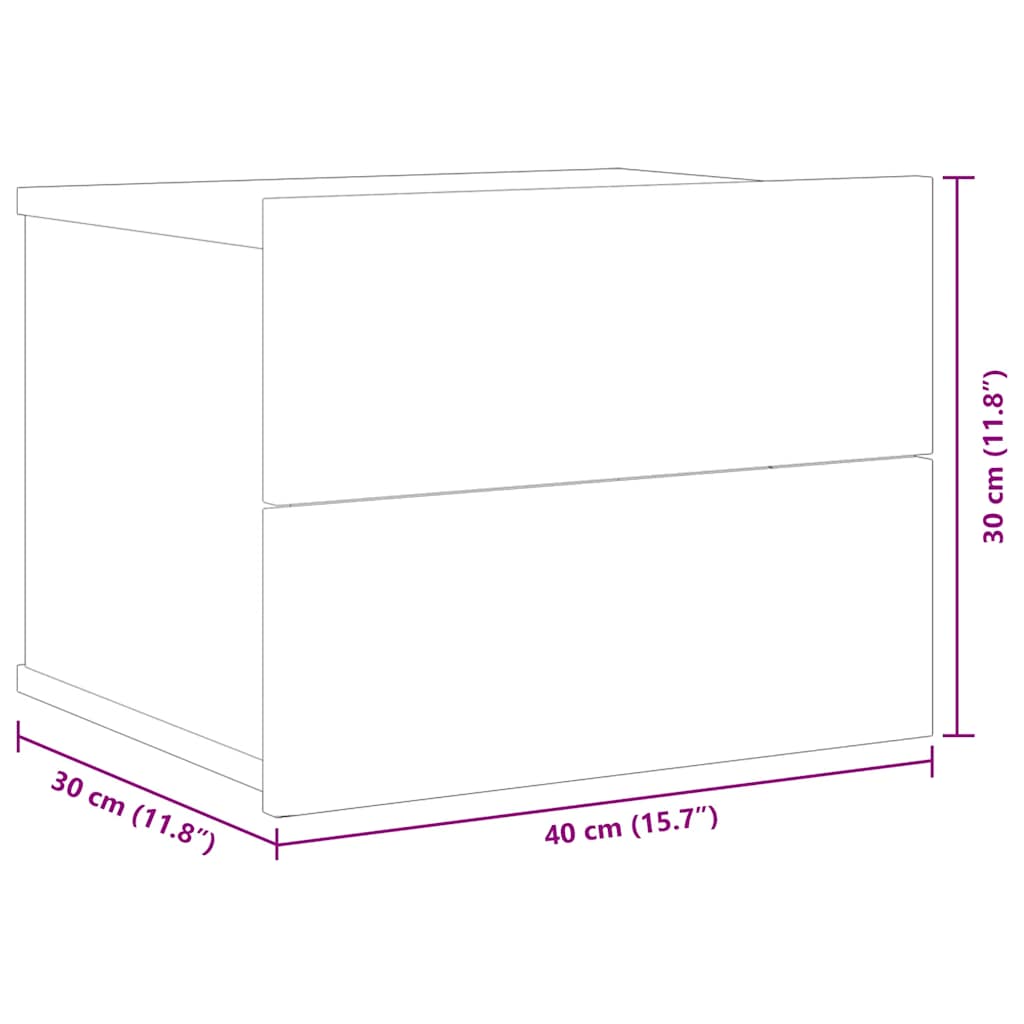 Κομοδίνα 2 τεμ. Μαύρα 40 x 30 x 30 εκ. από Επεξ. Ξύλο