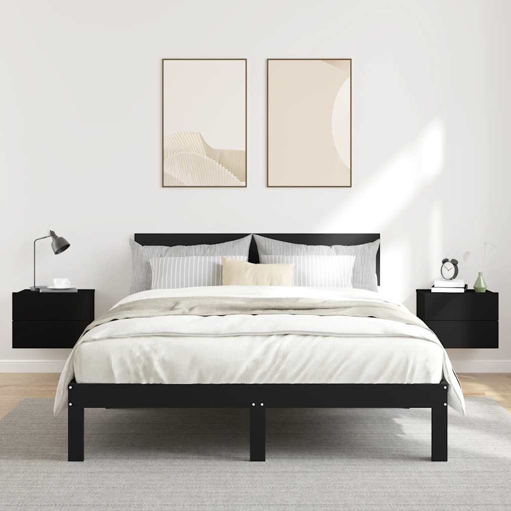 Κομοδίνα 2 τεμ. Μαύρα 40 x 30 x 30 εκ. από Επεξ. Ξύλο