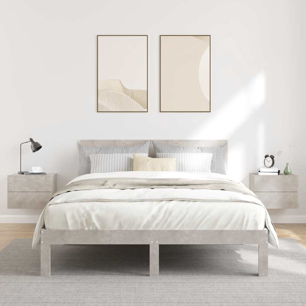 Κομοδίνα 2 τεμ. Γκρι Σκυροδέματος 40x30x30 εκ. από Επεξ. Ξύλο