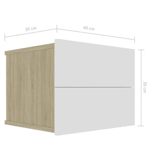 Κομοδίνο Λευκό / Sonoma Δρυς 40 x 30 x 30 εκ. από Μοριοσανίδα