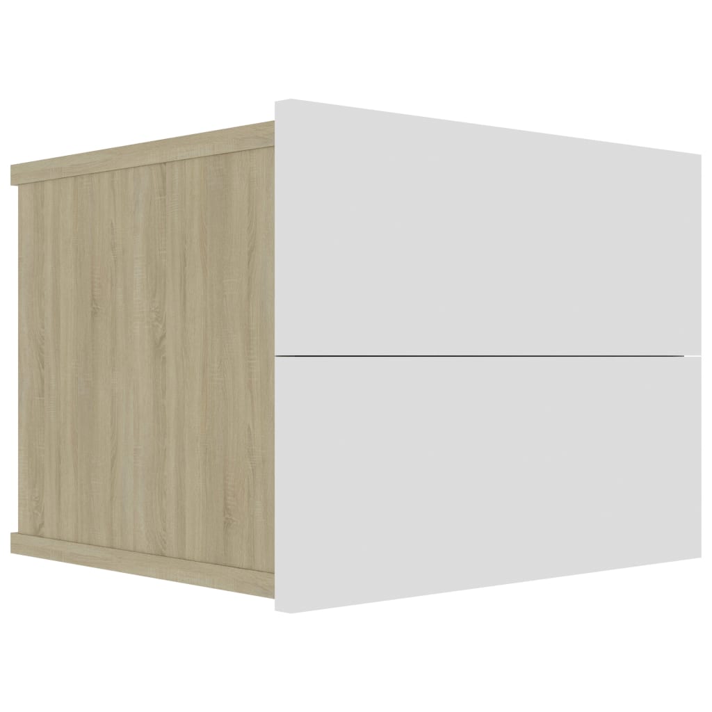 Κομοδίνα 2 τεμ. Λευκά/Sonoma Δρυς 40x30x30 εκ. από Μοριοσανίδα
