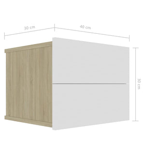 Κομοδίνα 2 τεμ. Λευκά/Sonoma Δρυς 40x30x30 εκ. από Μοριοσανίδα