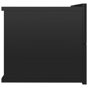 Κομοδίνο Γυαλιστερό Μαύρο 40 x 30 x 30 εκ. από Επεξ. Ξύλο