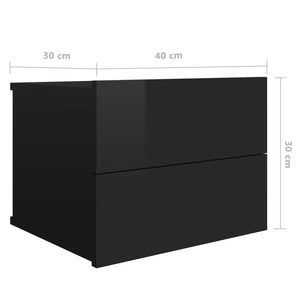 Κομοδίνο Γυαλιστερό Μαύρο 40 x 30 x 30 εκ. από Επεξ. Ξύλο