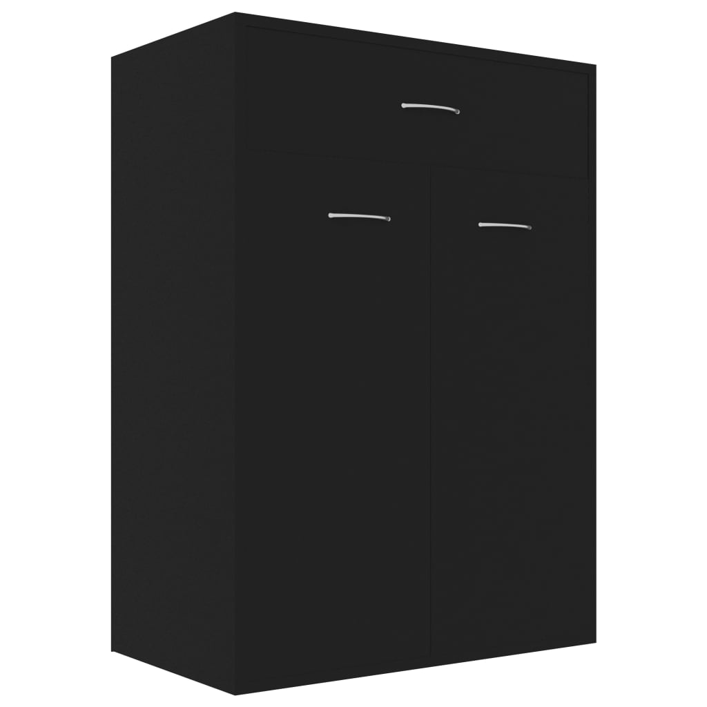 Παπουτσοθήκη Μαύρη 60 x 35 x 84 εκ. από Επεξ. Ξύλο - Pakobazaar