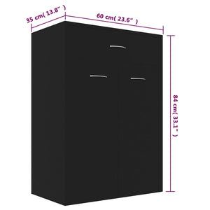 Παπουτσοθήκη Μαύρη 60 x 35 x 84 εκ. από Επεξ. Ξύλο