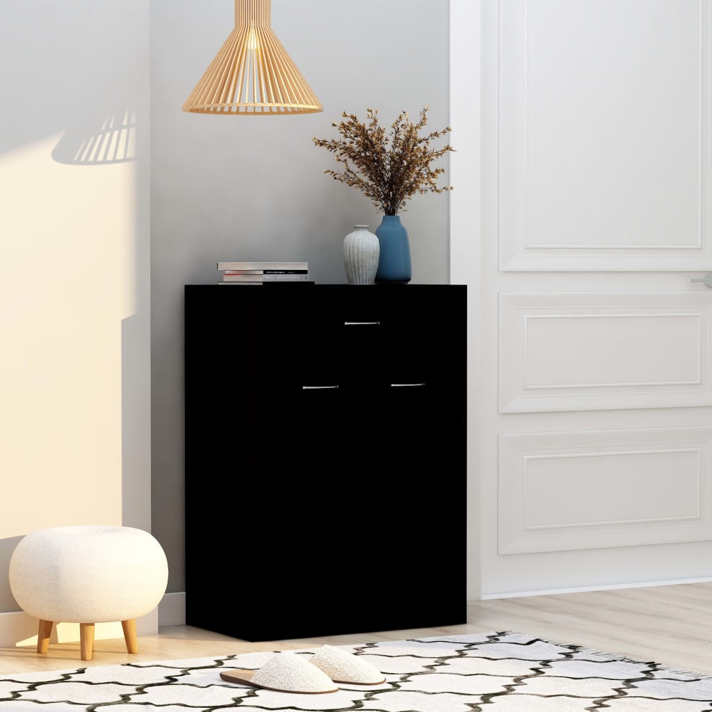 Παπουτσοθήκη Μαύρη 60 x 35 x 84 εκ. από Επεξ. Ξύλο - Pakobazaar