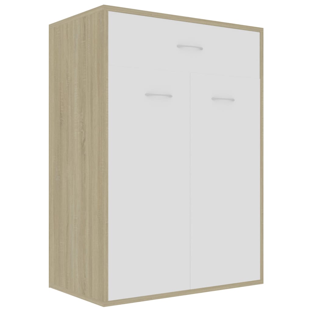 Παπουτσοθήκη Λευκή / Sonoma Δρυς 60 x 35 x 84 εκ. Μοριοσανίδα