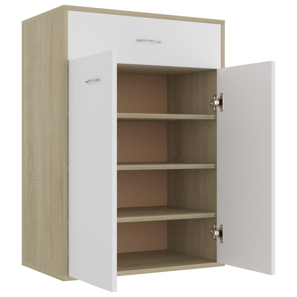 Παπουτσοθήκη Λευκή / Sonoma Δρυς 60 x 35 x 84 εκ. Μοριοσανίδα