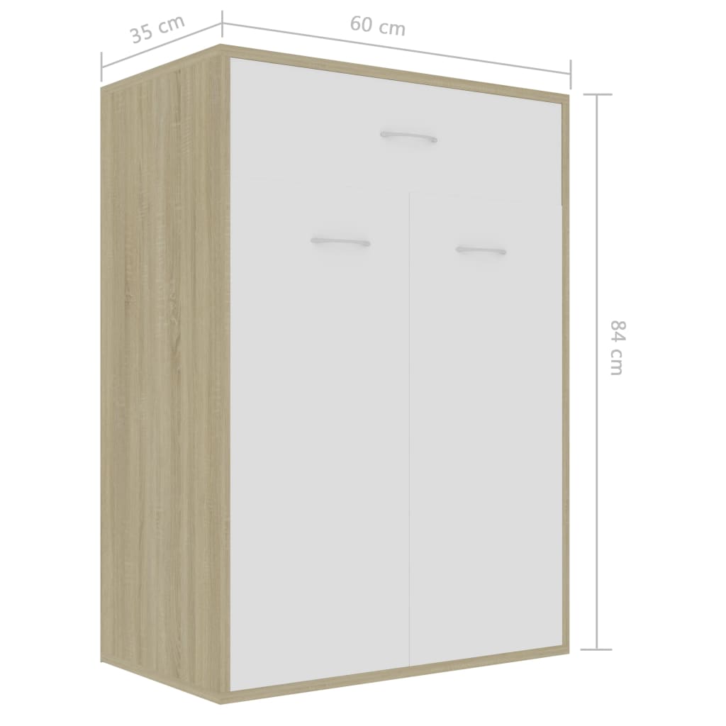 Παπουτσοθήκη Λευκή / Sonoma Δρυς 60 x 35 x 84 εκ. Μοριοσανίδα