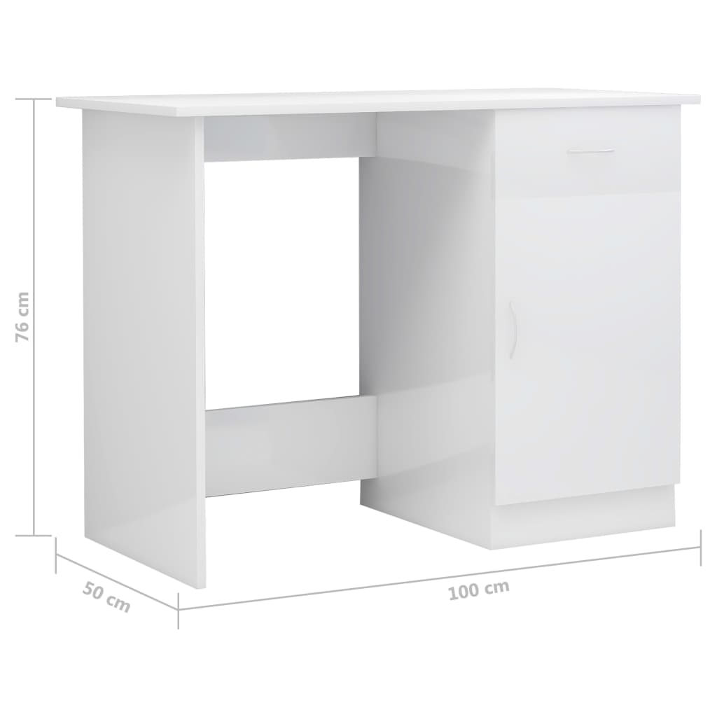 Γραφείο Γυαλιστερό Λευκό 100 x 50 x 76 εκ. από Επεξ. Ξύλο