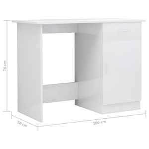 Γραφείο Γυαλιστερό Λευκό 100 x 50 x 76 εκ. από Επεξ. Ξύλο