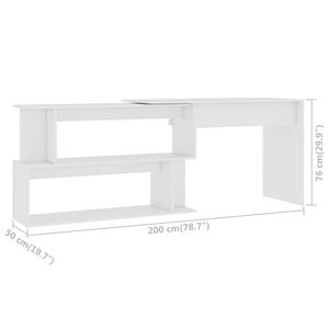 Γραφείο Γωνιακό Λευκό 200 x 50 x 76 εκ. από Επεξ. Ξύλο