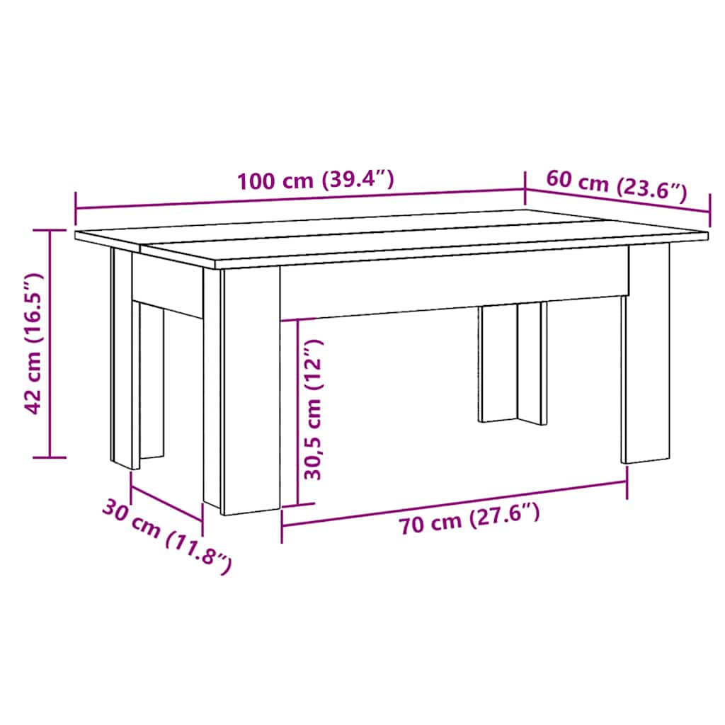 Τραπεζάκι Σαλονιού Γκρι Σκυροδέματος 100x60x42 εκ. Επεξ. Ξύλο - Pakobazaar