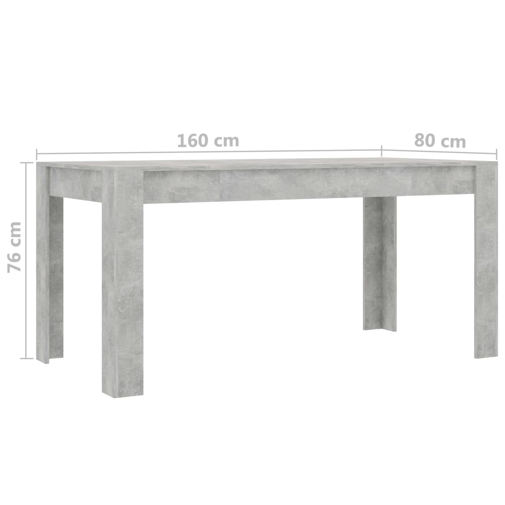 Τραπεζαρία Γκρι του Σκυροδέματος 160 x 80 x 76 εκ.  Μοριοσανίδα - Pakobazaar
