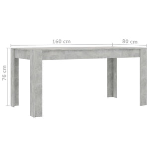 Τραπεζαρία Γκρι του Σκυροδέματος 160 x 80 x 76 εκ.  Μοριοσανίδα - Pakobazaar