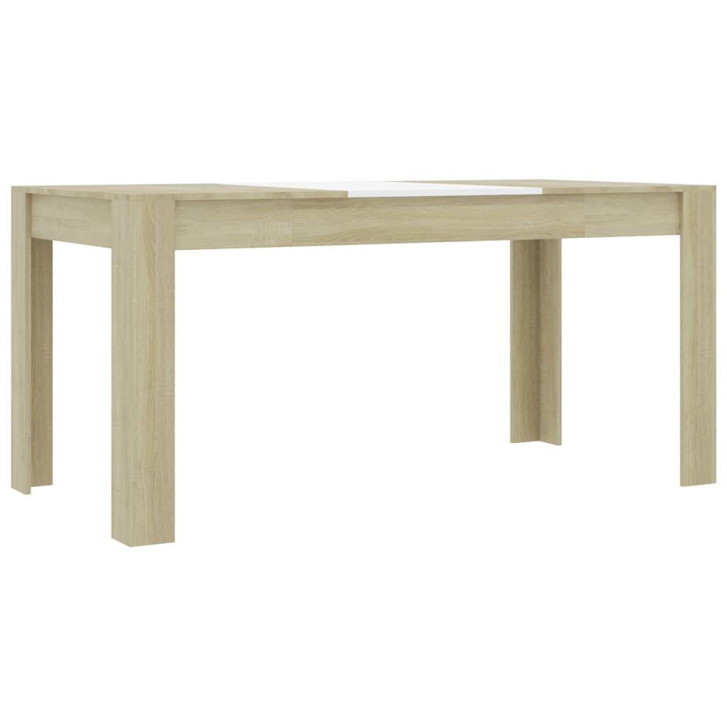 Τραπεζαρία Λευκή / Sonoma Δρυς 160x80x76 εκ. από Μοριοσανίδα