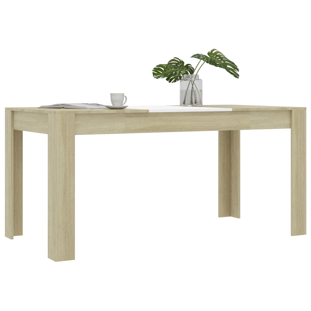 Τραπεζαρία Λευκή / Sonoma Δρυς 160x80x76 εκ. από Μοριοσανίδα