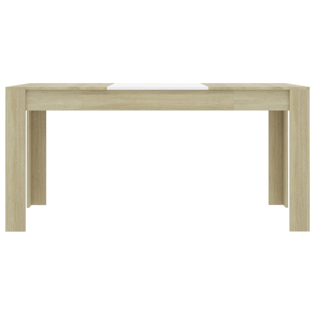 Τραπεζαρία Λευκή / Sonoma Δρυς 160x80x76 εκ. από Μοριοσανίδα