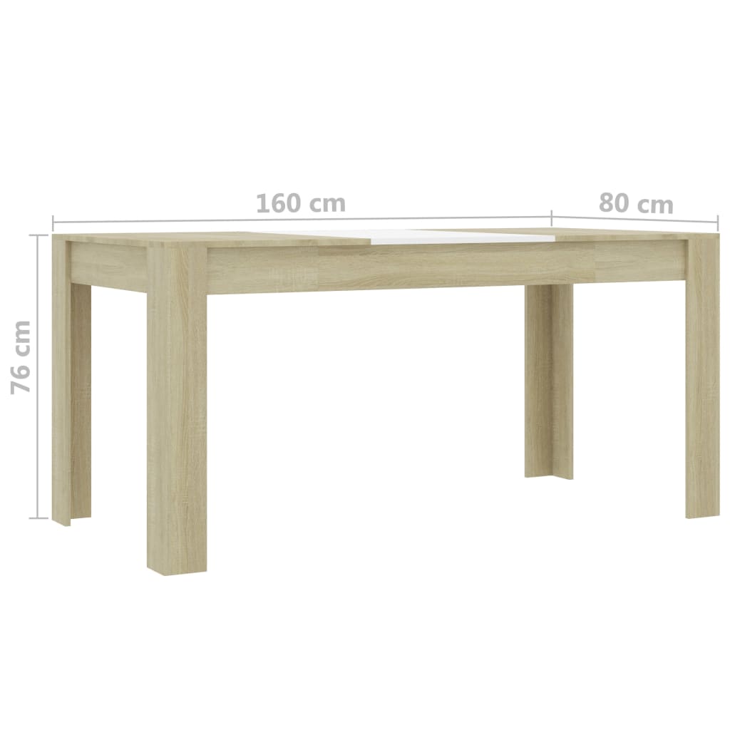 Τραπεζαρία Λευκή / Sonoma Δρυς 160x80x76 εκ. από Μοριοσανίδα