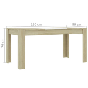 Τραπεζαρία Λευκή / Sonoma Δρυς 160x80x76 εκ. από Μοριοσανίδα