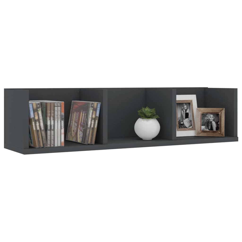 Ράφι Τοίχου για CD Γκρι 75 x 18 x 18 εκ. από Επεξ. Ξύλο - Pakobazaar