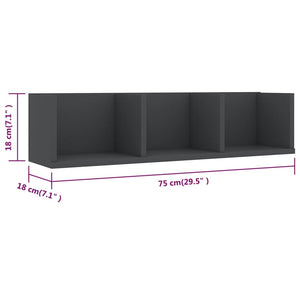 Ράφι Τοίχου για CD Γκρι 75 x 18 x 18 εκ. από Επεξ. Ξύλο - Pakobazaar