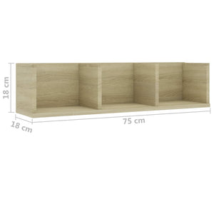 Ράφι Τοίχου για CD Sonoma Δρυς 75 x 18 x 18 εκ. από Επεξ. Ξύλο - Pakobazaar