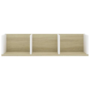 Ράφι Τοίχου για CD Λευκό/Sonoma Δρυς 75x18x18εκ. από Επεξ. Ξύλο