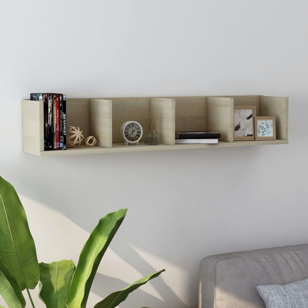 Ράφι Τοίχου για CD Sonoma Δρυς 100 x 18 x 18 εκ. από Επεξ. Ξύλο - Pakobazaar