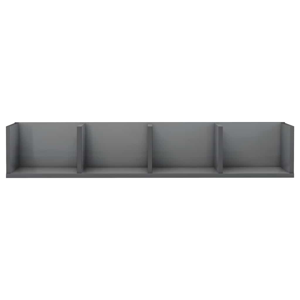 Ράφι Τοίχου για CD Γυαλιστερό Γκρι 100x18x18εκ. από Επεξ. Ξύλο