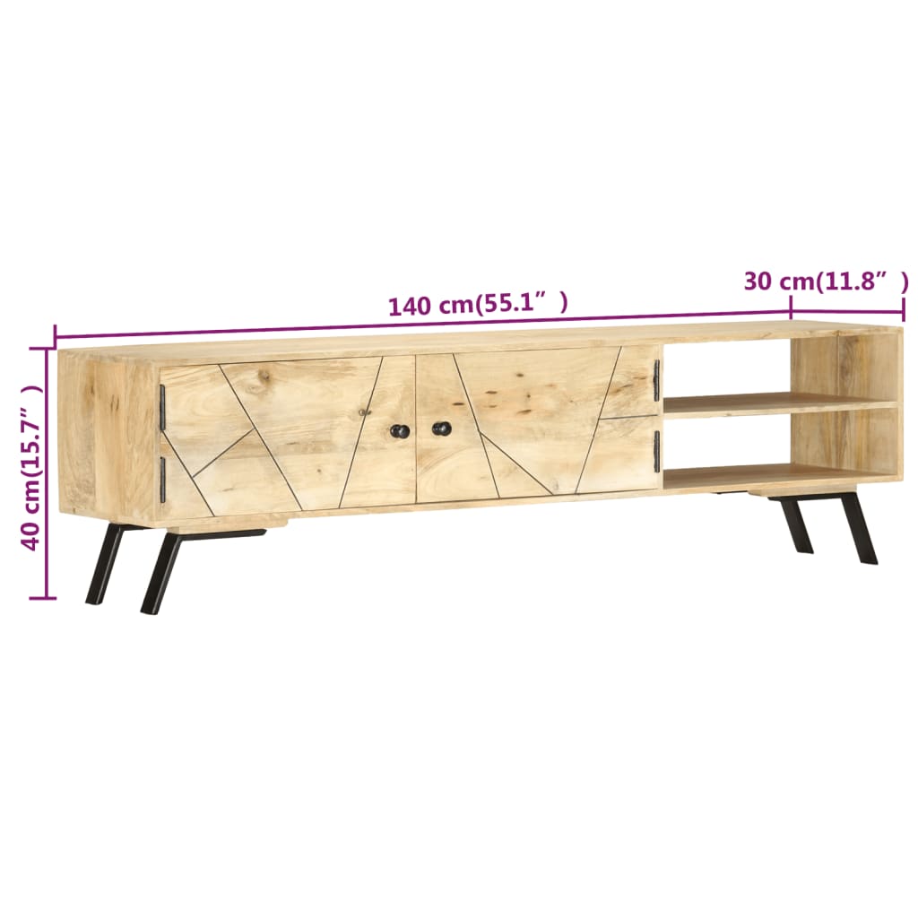 Έπιπλο Τηλεόρασης 140 x 30 x 40 εκ. από Μασίφ Ξύλο Μάνγκο - PAKOBAZAAR
