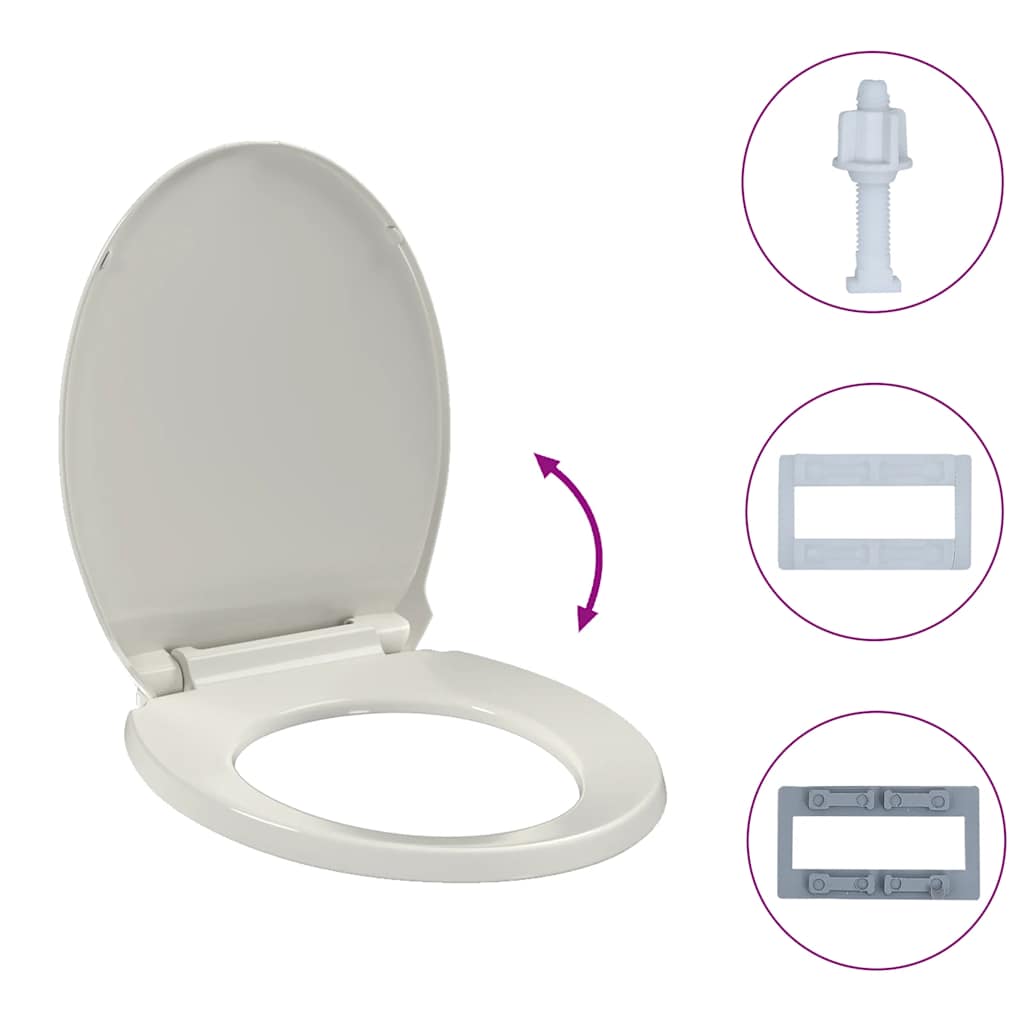 Κάλυμμα Λεκάνης με Soft Close &amp; Quick Release Οβάλ Ανοιχτό Γκρι - PAKOBAZAAR