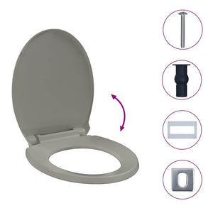 Κάλυμμα Λεκάνης με Soft Close &amp; Quick Release Οβάλ Γκρι - PAKOBAZAAR