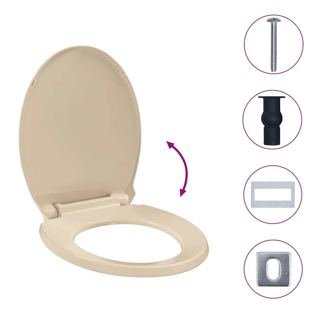 Κάλυμμα Λεκάνης με Soft Close &amp; Quick Release Οβάλ Μπεζ - PAKOBAZAAR