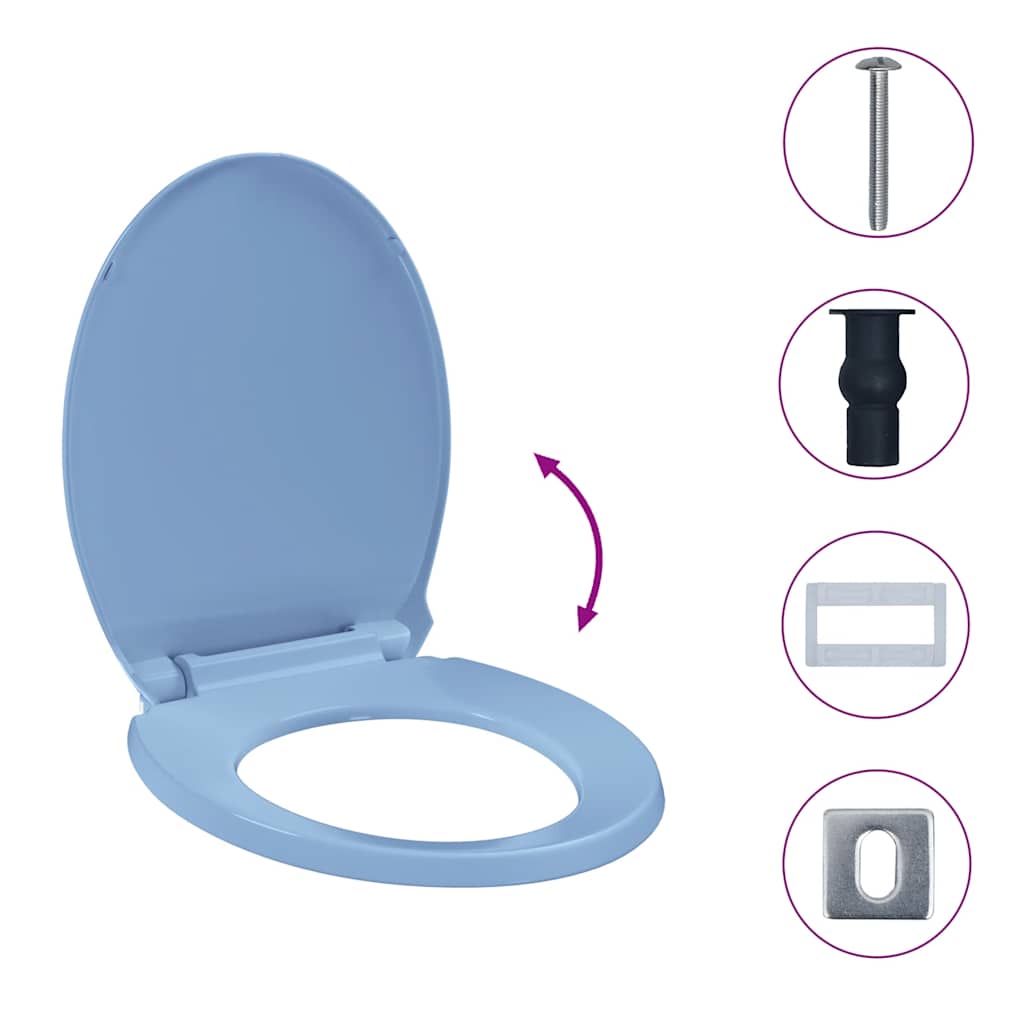 Κάλυμμα Λεκάνης με Soft Close &amp; Quick Release Οβάλ Μπλε - PAKOBAZAAR