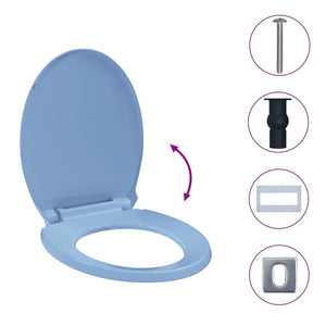Κάλυμμα Λεκάνης με Soft Close &amp; Quick Release Οβάλ Μπλε - PAKOBAZAAR
