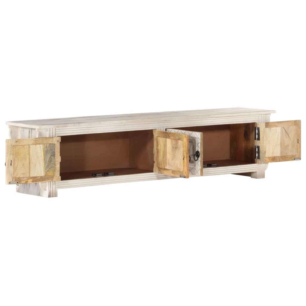Έπιπλο Τηλεόρασης Λευκό 140 x 30 x 35 εκ. από Μασίφ Ξύλο Μάνγκο - PAKOBAZAAR