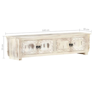 Έπιπλο Τηλεόρασης Λευκό 140 x 30 x 35 εκ. από Μασίφ Ξύλο Μάνγκο - PAKOBAZAAR