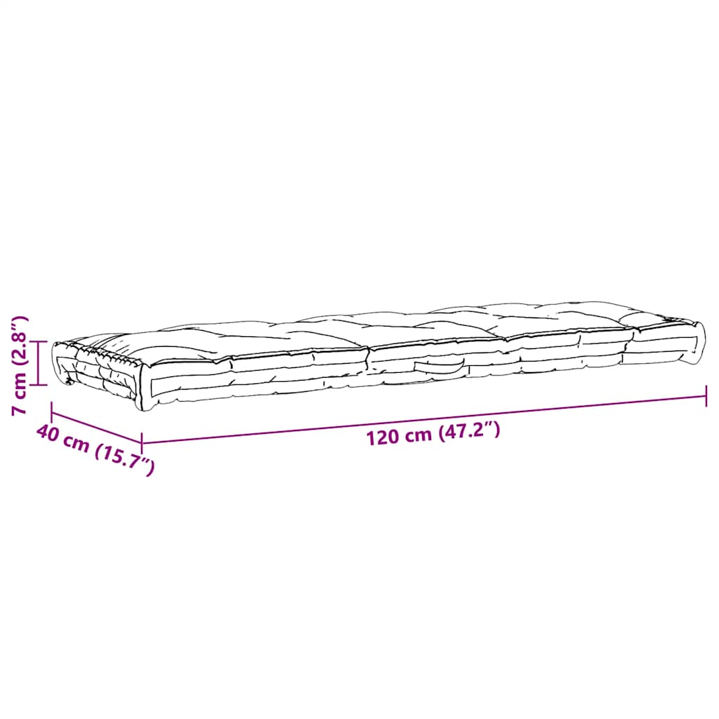 Μαξιλάρα Δαπέδου / Παλέτας Μπεζ 120 x 40 x 7 εκ. Βαμβακερή