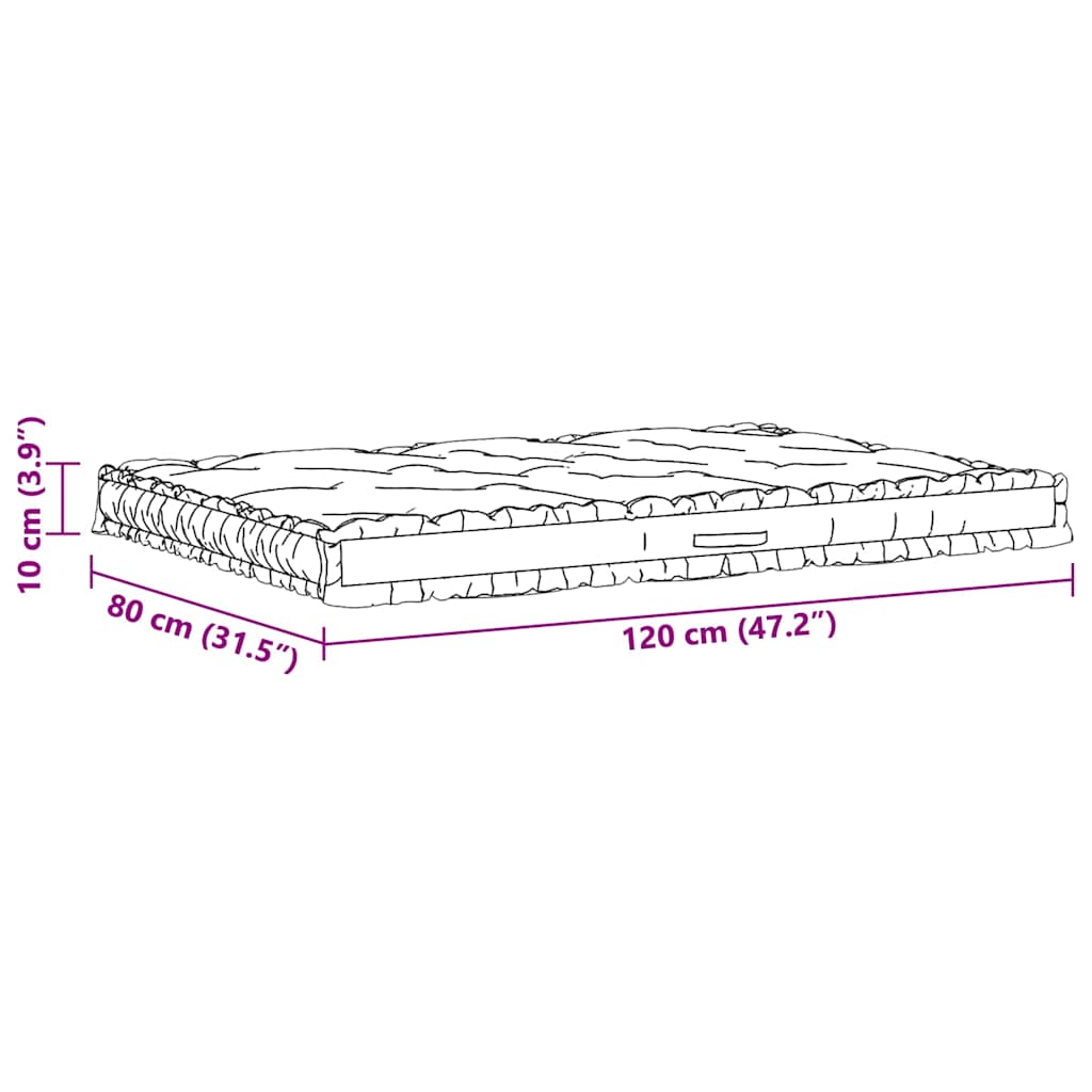 Μαξιλάρα Δαπέδου / Παλέτας Πράσινη 120 x 80 x 10 εκ. Βαμβακερή