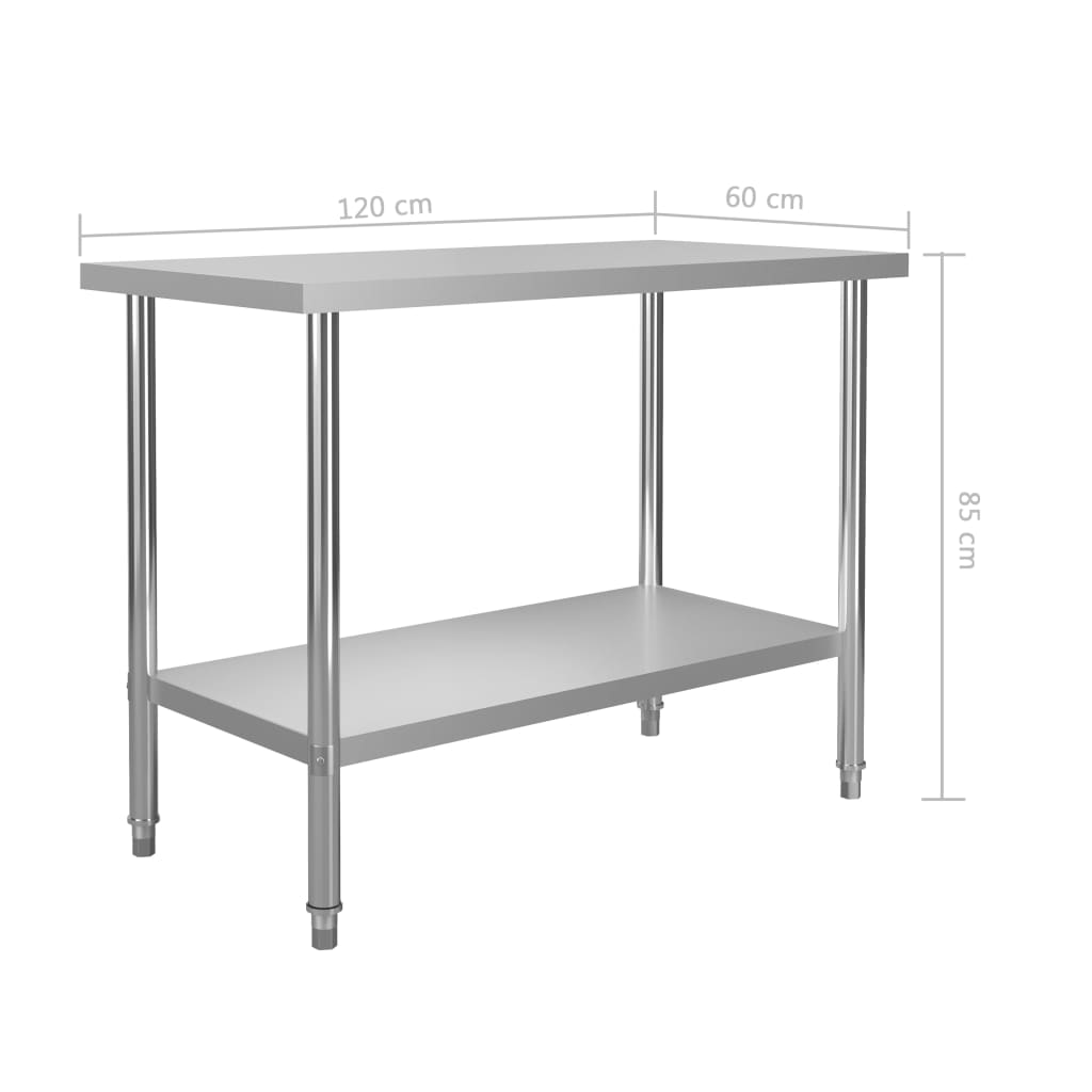 Πάγκος Εργασίας Κουζίνας 120x60x85 εκ. από Ανοξείδωτο Ατσάλι - Pakobazaar