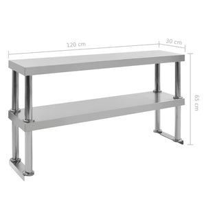 Ράφι Επιτραπέζιο για Πάγκο Διώροφο 120x30x65 εκ. Ανοξ. Ατσάλι - Pakobazaar